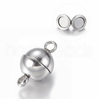 Tarnish Resistant 304 Stainless Steel Magnetic Clasps with Loops X-STAS-K006-5.5mm-04C-1