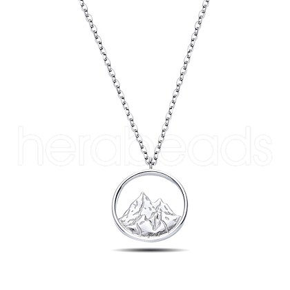 Rhodium Plated 925 Sterling Silver Pendant Necklaces NJEW-BB48083-E-1