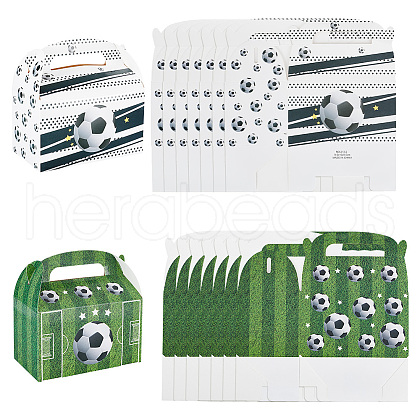 Olycraft 16Pcs 2 Colors Football Print Paper Boxes with Handle Hole CON-OC0001-62-1