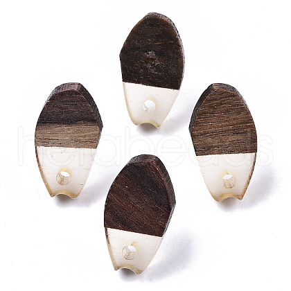 Transparent Resin & Walnut Wood Stud Earring Findings MAK-N032-010A-A03-1