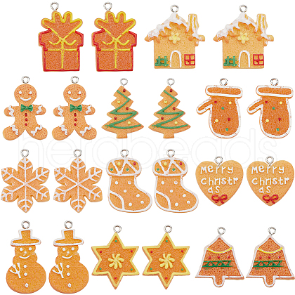 SUNNYCLUE 44Pcs 11 Styles Christmas Plastic Pendants FIND-SC0011-38-1