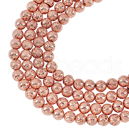 ARRICRAFT Electroplated Natural Lava Rock Bead Strands G-AR0002-77B-1