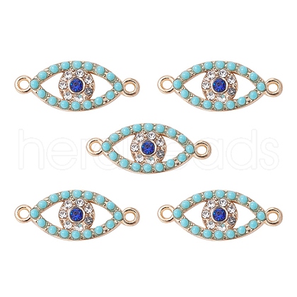 Alloy Connector Charms with Capri Blue Rhinestone and Synthetic Turquoise FIND-YW0003-50-1