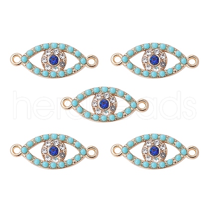 Alloy Connector Charms with Capri Blue Rhinestone and Synthetic Turquoise FIND-YW0003-50-1