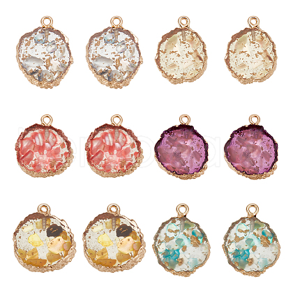 CHGCRAFT 12Pcs 6 Colors Transparent Resin Pendants CRES-CA0001-22-1