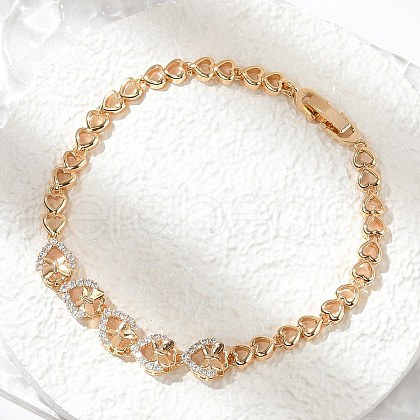 Brass Micro Pave Cubic Zirconia Link Chain Bracelets KK-R217-37G-1