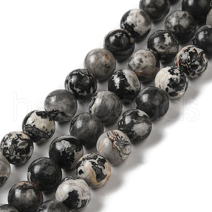 Natural Black Agate Beads Strands G-M402-D02-1