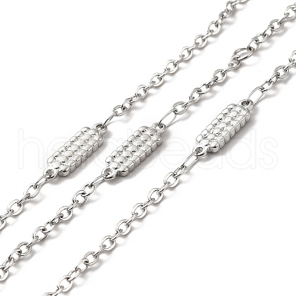 304 Stainless Steel Rectangle Link Chains STAS-B041-10P-1