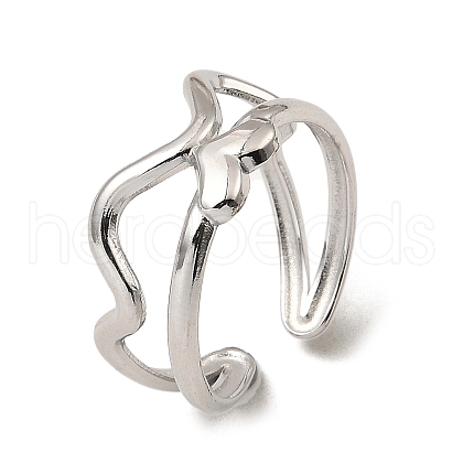 Non-Tarnish 304 Stainless Steel Open Cuff Rings RJEW-Z018-21P-1
