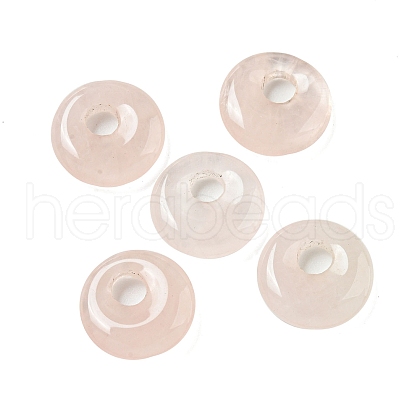 Natural Rose Quartz Donut/Pi Disc Charms G-G142-02G-1