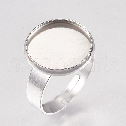 Tarnish Resistant 304 Stainless Steel Pad Ring Settings STAS-G173-19P-14mm-1
