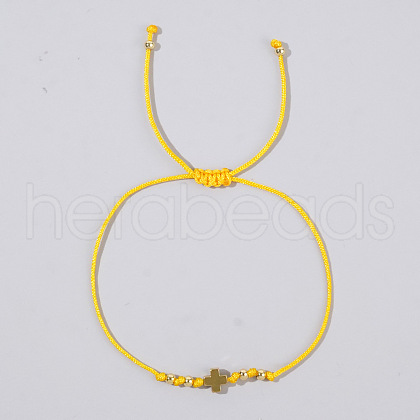 Adjustable Cross & Round Braided Bead Bracelets for Women YI2903-4-1