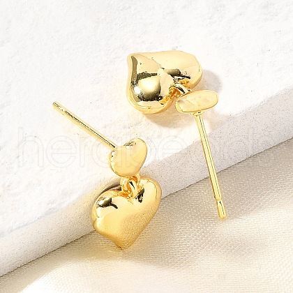 Brass Dangle Stud Earrings EJEW-R018-11G-1