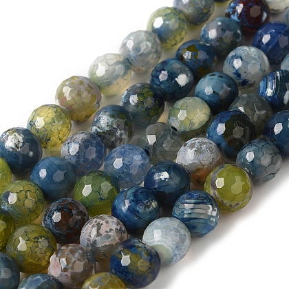 Dyed & Heated Natural Fire Crackle Agate Beads Strands X-G-P539-B01-02-1