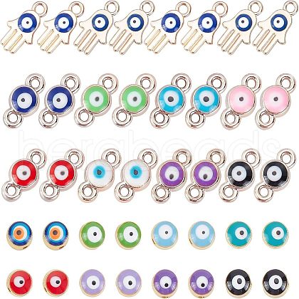  48Pcs 8 Colors Evil Eye Alloy Enamel European Beads ENAM-NB0001-50-1