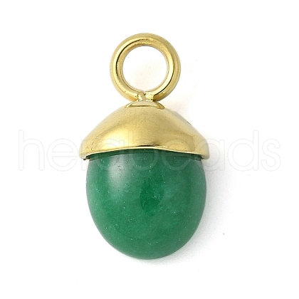304 Stainless Steel Natural Green Onyx Agate(Dyed & Heated) Pendants STAS-L277-07G-05-1