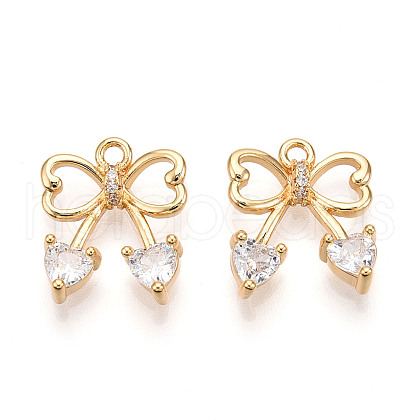 Brass Micro Pave Cubic Zirconia Charms KK-N261-87G-1