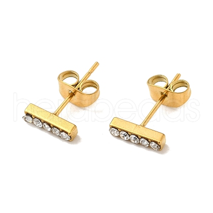 304 Stainless Steel Crystal Rhinestone Stud Earrings for Women EJEW-C094-01N-G-1