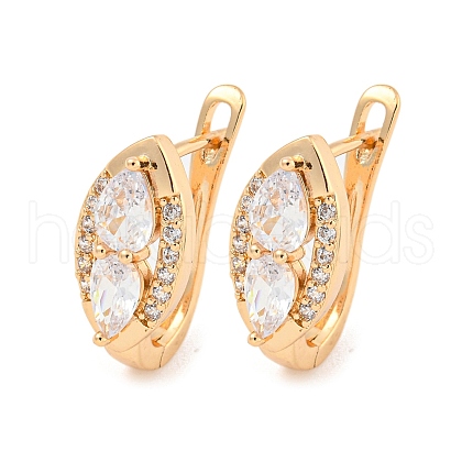 Brass Micro Pave Clear Cubic Zirconia Hoop Earrings EJEW-A107-09E-KCG-1