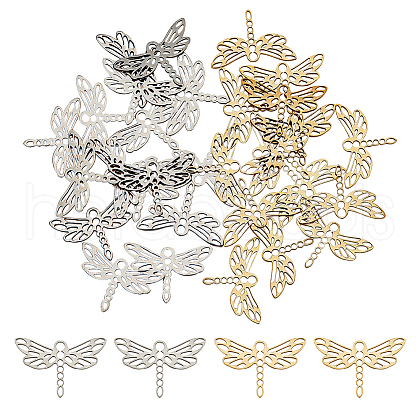 DICOSMETIC 32Pcs 2 Colors 201 Stainless Steel Filigree Joiners Links STAS-DC0011-56-1