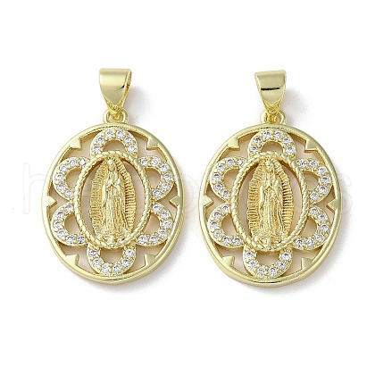 Rack Plating Brass Cubic Zirconia Pendants KK-M272-07G-1