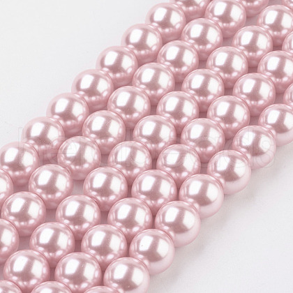 Eco-Friendly Glass Pearl Beads Strands HY-A008-8mm-RB109-1