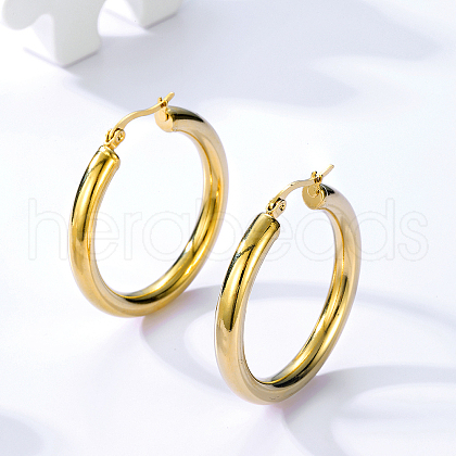 Fashionable Stainless Steel Hoop Earrings ME7355-1