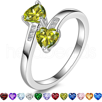 Heart 304 Stainless Steel with Cubic Zirconia Cuff Rings FS-WG2909F-23-1