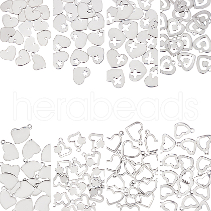Unicraftale 128Pcs 8 Style 201 Stainless Steel Charms STAS-UN0029-48-1