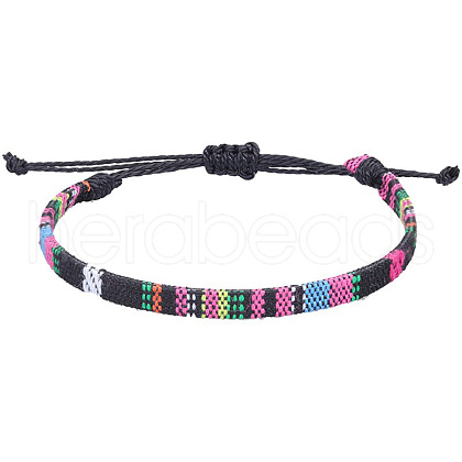 Adjustable Bohemian Style Cotton & Linen Cord Braided Bracelets for Friendship OB0004-13-1