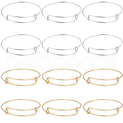 SUNNYCLUE 12Pcs 2 Colors Steel Adjustable Bangle Making AJEW-SC0002-97-1