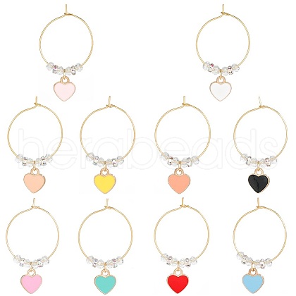 Heart Alloy Enamel Wine Glass Charms AJEW-SC0002-06-1