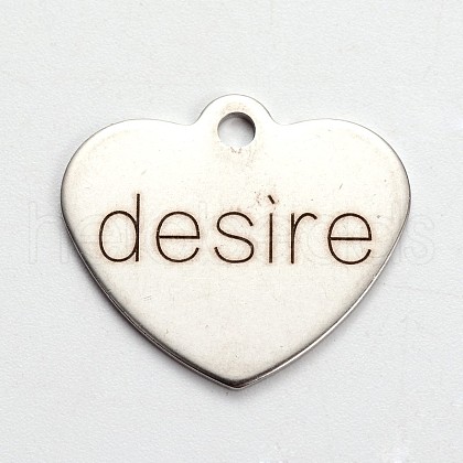 Non-Tarnish 201 Stainless Steel Heart Pendants STAS-L165-C03-1