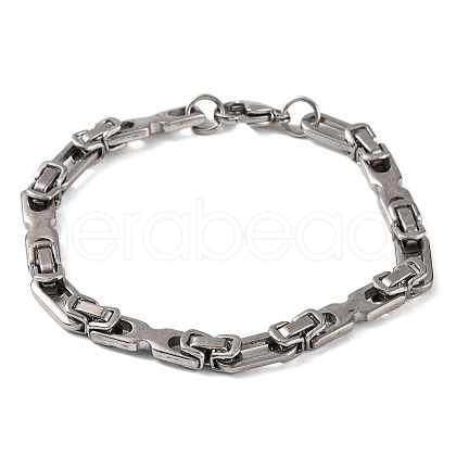 Tarnish Resistant 201 Stainless Steel Byzantine Chain Bracelets BJEW-B078-86P-1