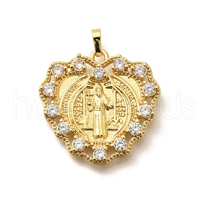 Religion Themed Rack Plating Brass Micro Pave Cubic Zirconia Pendants KK-L226-007G-15-1