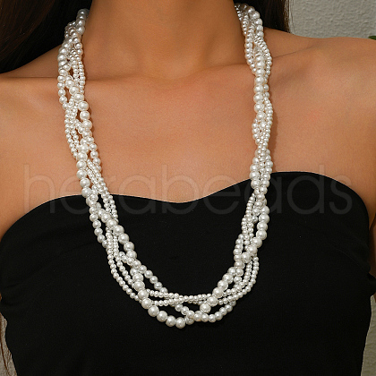 Elegant Imitation Pearl Round Multi-strand Wrap Necklaces for Parties and Formal Events GM6390-1