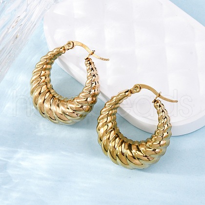 Ion Plating(IP) 304 Stainless Steel Hoop Earrings X-EJEW-O096-40G-1