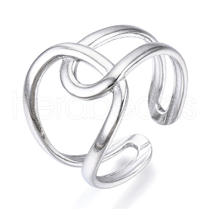 Non-Tarnish 304 Stainless Steel Knot Open Cuff Ring RJEW-N040-06-1