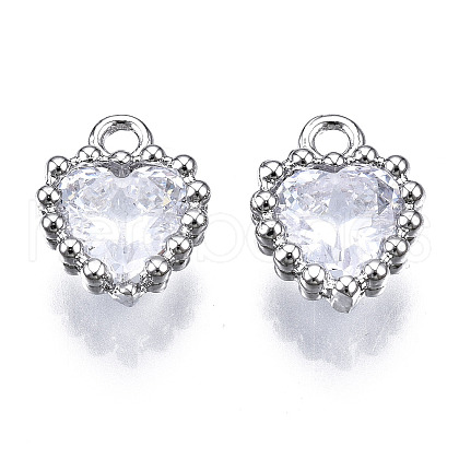 Brass Inlaid Clear Cubic Zirconia Charms ZIRC-S069-048B-P-1