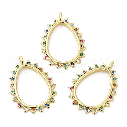 Brass Pave Cubic Zirconia  Pendants KK-Z028-11G-1