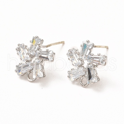 Brass Micro Pave Clear Cubic Zirconia Stud Earring Findings ZIRC-K087-19P-1