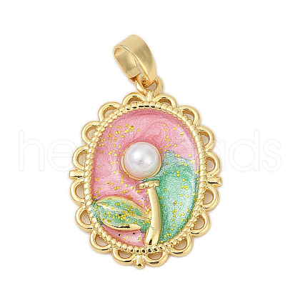Brass Enamel Pendants KK-U068-11A-01G-1