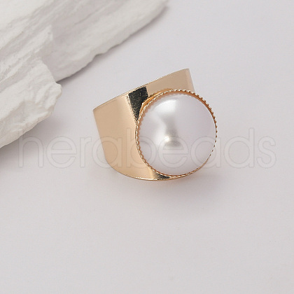Exaggerated European and American Style Zinc Alloy Imitation Pearl Wide Band Rings DJ5582-3-1
