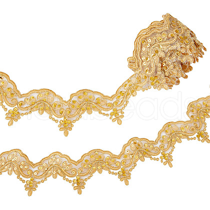 AHADERMAKER 5 Yards Polyester Lace Ribbon OCOR-GA0001-94-1
