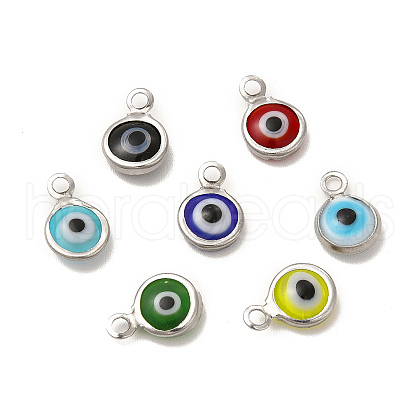 304 Stainless Steel with Glass Enamel Charms STAS-G305-10P-1