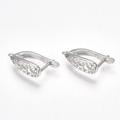 Brass Hoop Earring Findings with Latch Back Closure KK-S350-070P-1