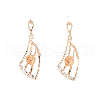 Brass Micro Pave Clear Cubic Zirconia Stud Earring Findings KK-S364-130-1