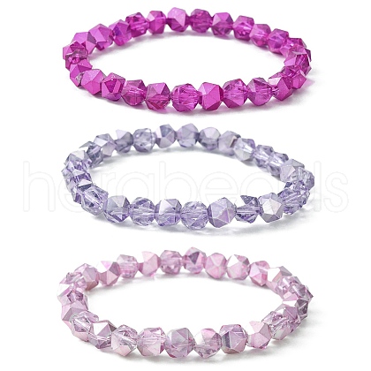 Star Cut Round Glass Bead Stretch Bracelets for Women BJEW-JB09482-1