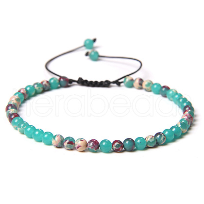 4mm Natural Shoushan Stone Beaded Braided Bracelets SY1950-10-1