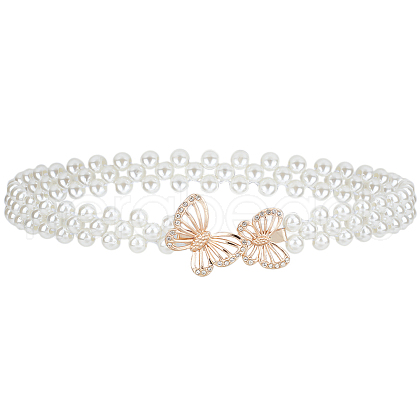 CRASPIRE 1Pc Acrylic Pearl Braided Stretch Chain Belts AJEW-CP0008-12A-1